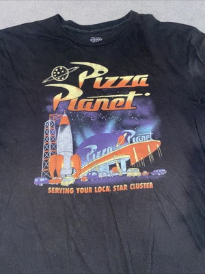 Disney Pixar Toy Story Pizza Planet T Shirt Adult XL Black Cotton 