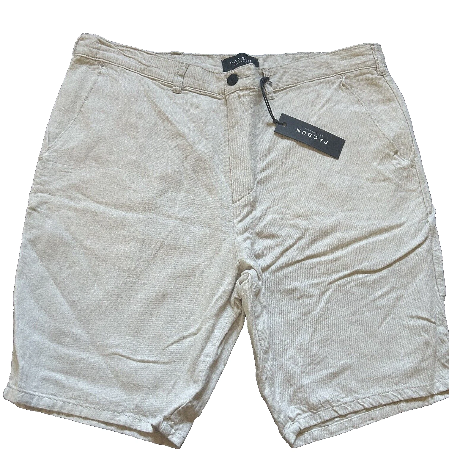 PacSun Men’s Wind chime Beige linen Cotton Shorts 34 New