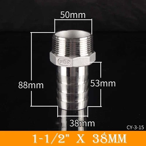 Stainless Male Thread Pipe Fitting x Barb Hose Tail Connector BSP 1/8" to 4" - Bild 50 von 86