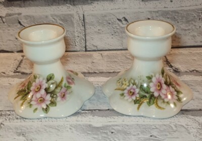 Palissy Royale Collection Porzellan Kerzenständer Blumenmuster 2er Set