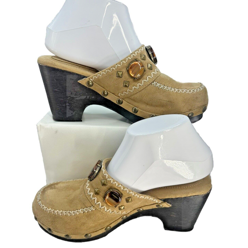 Dr. Scholls Suede Clogs Women's Size 8 Tortoiseshell Jewels Boho Hippie Lagen - Picture 3 of 7