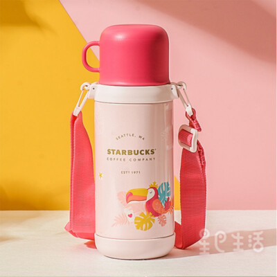 2021 China Starbucks Pink Toucan Jungle Double Lids SS 20oz