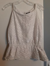 Nicole by Nicole Miller White Lace Lined Summer Tank Top - Size Medium