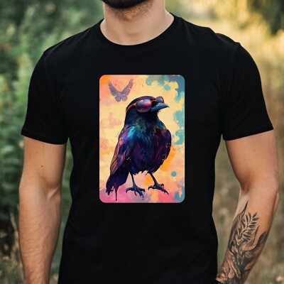 Mens Crow Sunglasses Cotton T-Shirt Size XS to 5XL