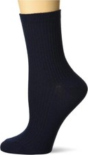 K. Bell Women's Ribbed Ankle Crew Socks 1 Pair, Navy, Women's 9-11