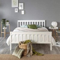 Bed Frame with White wood Highlights Aspire Beds Atlantic Wood White Shaker King