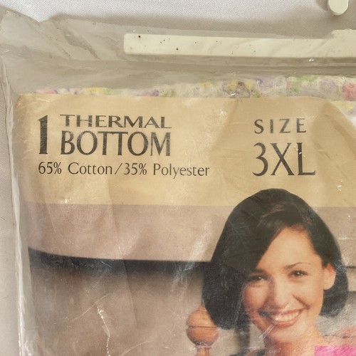 Parte inferior térmica vintage Hanes para mujer 3XL Hanes Her Way floral 1997 años 90 NUEVO NOS - Imagen 3 de 4