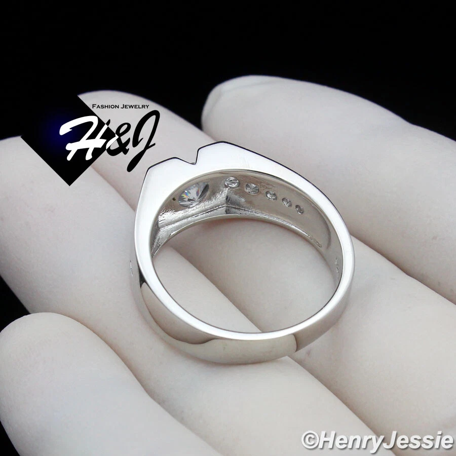 ANILLO DE PLATA ESTERLINA 925 SÓLIDA PARA HOMBRE ICY BLING CIRCONITA TALLA 7-12*SR202 Foto 3 de 4
