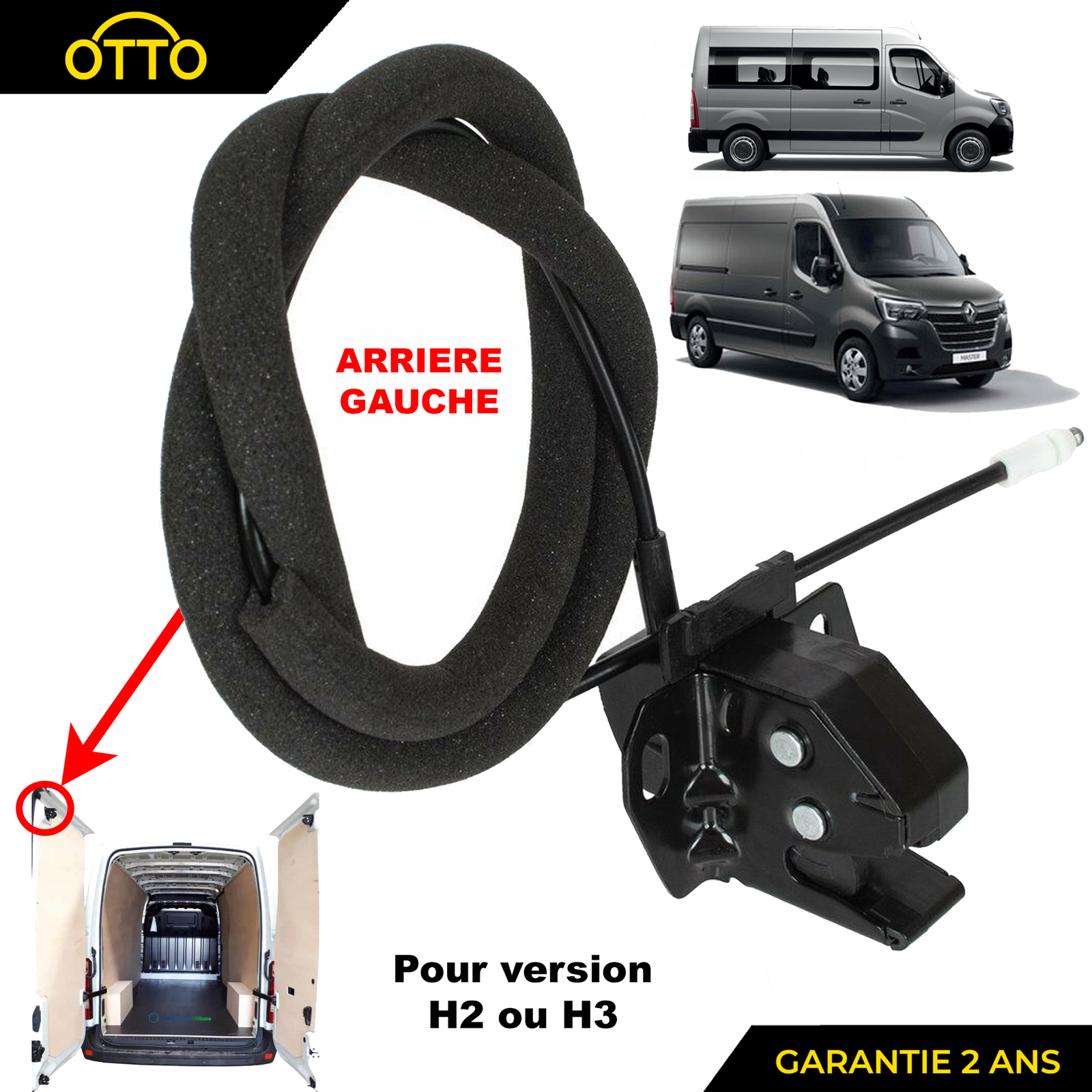 Serrure de porte arriere gauche Master 3 Movano NV400 toit rehausse H2