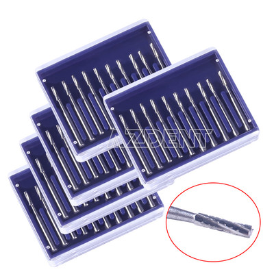 5 Boxes Dental Carbide Tungsten Steel Burs Drill Cylinderical Fissure Type FG557