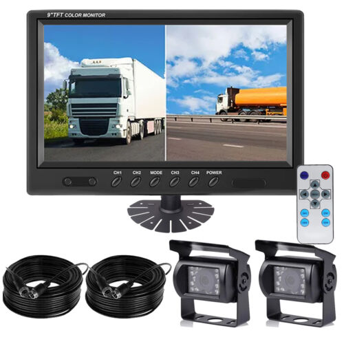 2x Vehicle Backup Camera 4 Split Monitor Front Side View+7" Monitor for Truck RV