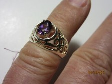 Genuine Amethyst Ring 7x5 Oval 925 SS Size 6.5 AR-7