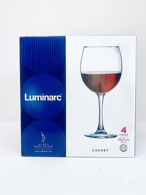 Luminarc Cachet Wine Glasses 20.5 oz Red White All Purpose Tulip Set 4 NEW w BOX