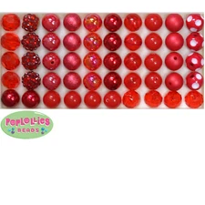 12mm Red Acrylic Mixed Style Bubblegum Beads Lot 50 pc.chunky gumball