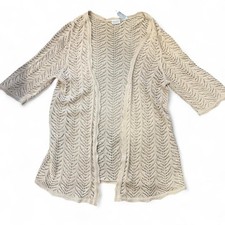 Y2k boho cream loose knit cardigan White Stag size 22W/24W