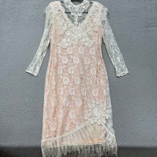 Barbara Chodos Michael Marcella Dress Womens 12 Pink Lace Downton Abbey Vintage