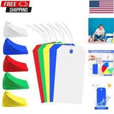 500 Pcs Colorful Blank Plastic Shipping Tags with Wire Waterproof Labeling 4 ...