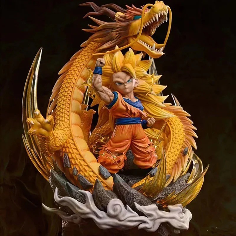 Figura Dragon Ball Z SSJ3 Goku 14 cm PVC Puño de Dragón GK Estatua Juguete Modelo EE. UU.