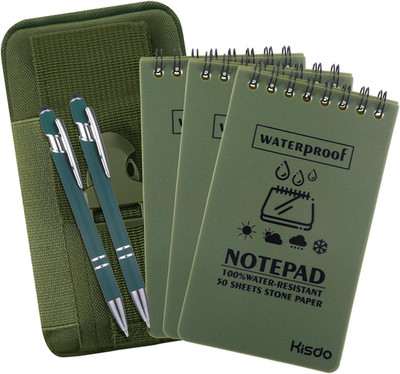 6 Pcs Waterproof Notepad, Set with 3 Waterproof Notebook, 1 Canvas Organizer and