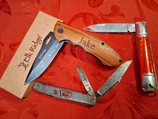 3pc Vint. Pocket Knife Lot Indian Luray Caverns Va. USA + Red China+ Elk Ridge