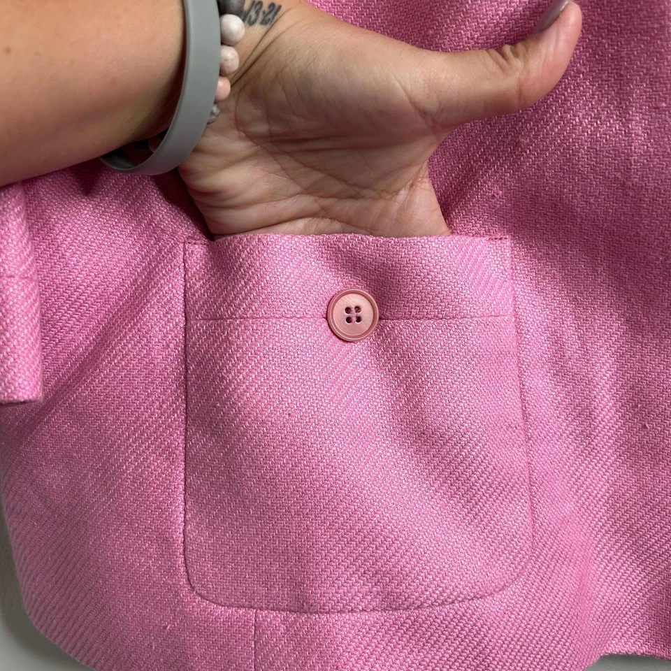 Talbots Jacket Blazer Jacket Womens 22W Pink Linen Button Front 3/4 Sleeve - Image 4 of 4