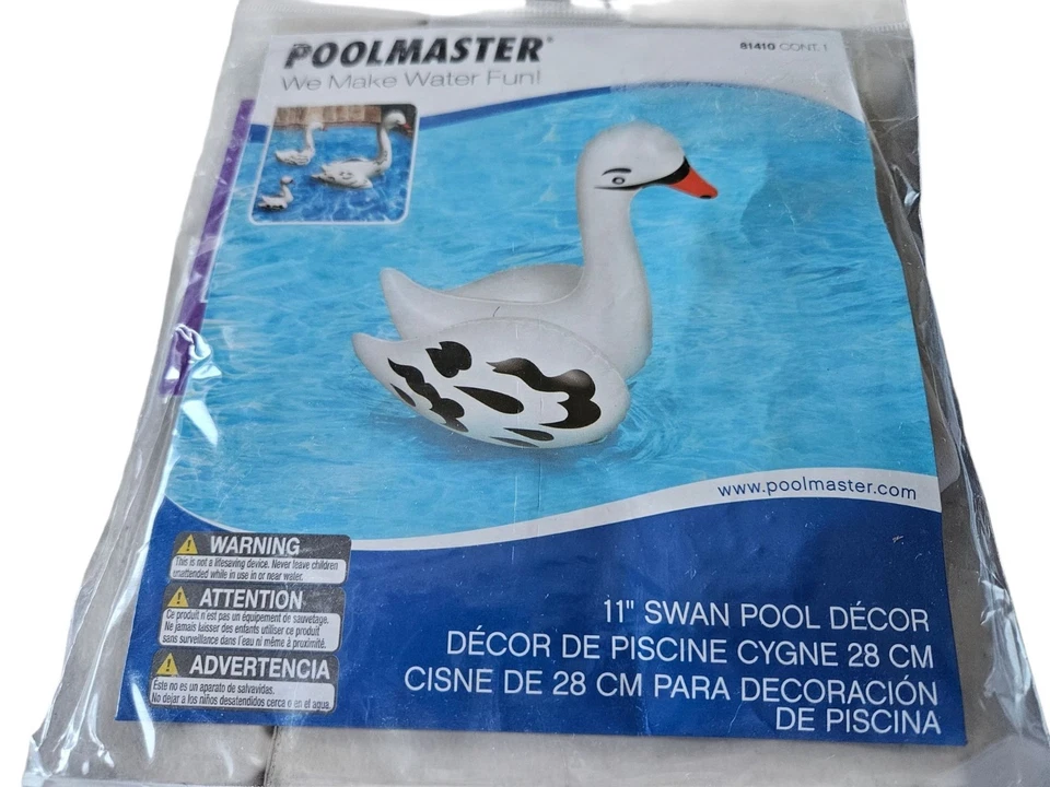 Pair of Poolmaster Inflatable Swans Pool Décor 28" & 11" Float Toys - Image 4 of 4
