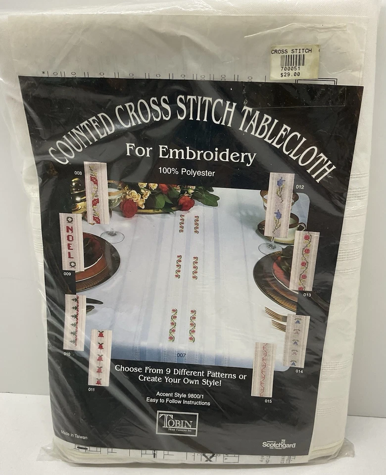 计数十字绣桌布刺绣 61 英寸 x 86 英寸 — 第 2/4 张图片