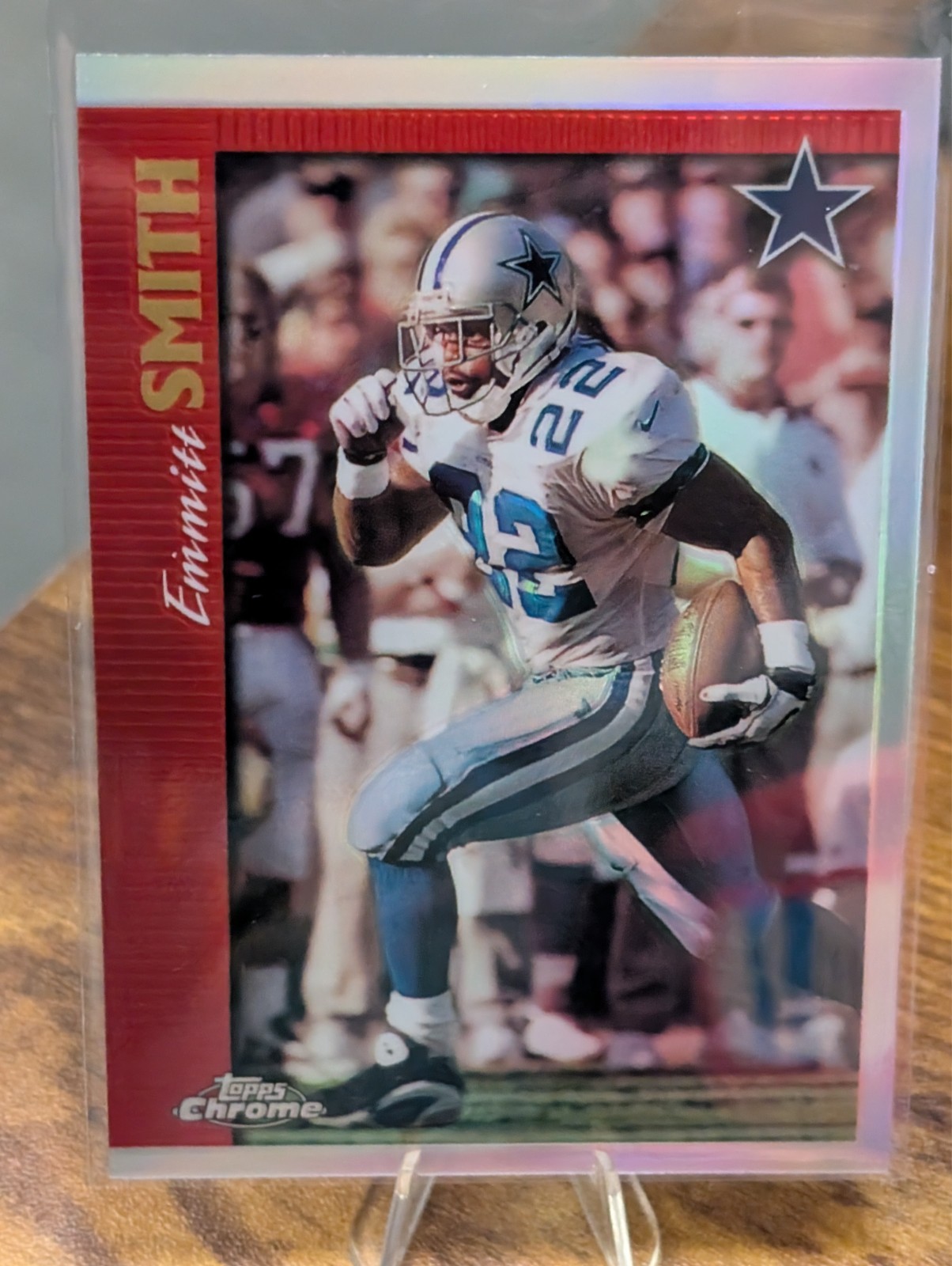1997 Topps Chrome Emmitt Smith Refractor #81 Dallas Cowboys NFL Card SEE VIDEO
