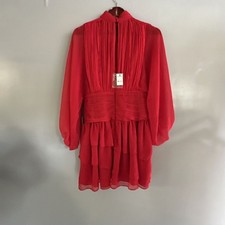 Express Women's Deep Red Ruffle Trim Sleeveless Dress Size 6