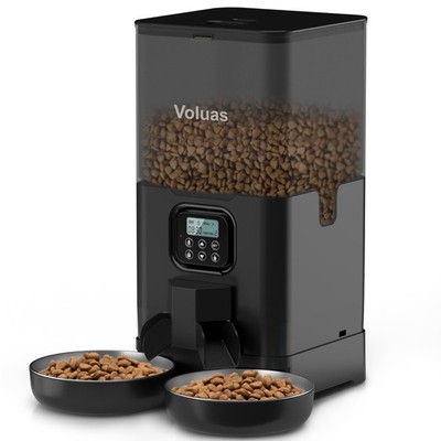 Automatic Cat Feeder for Cats, Double Pet Feeder with 2 Stainless Steel Bowls...