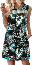 Dress Women's Polyester, Spandex Size L Print 05 Crew Neck Pull On Mid Waist
