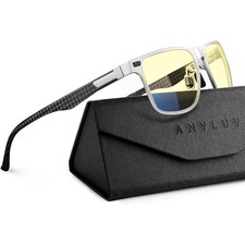 ANYLUV Blue Light Glasses Men/Women Carbon Fiber Silver