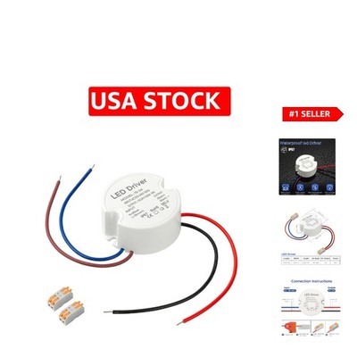 Compact 15W Waterproof LED Transformer -  Rated Power Supply, 24V AC to DC