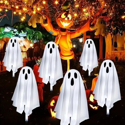 3/6x Solar Garden Light Halloween Decorations Outdoor LED Solar Ghost Stake Lamp