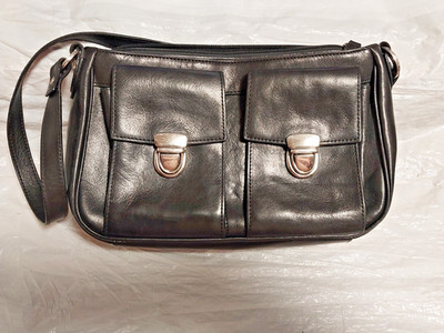 Wilsons Leather Pelle Studio Women Black Leather Shoulder Bag Single Strap Purse