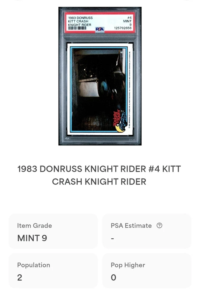 1983 Donruss Knight Rider Kitt Crash #4 PSA 9 Pop 2, None Higher - Image 3 of 3