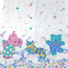 Vintage Baby Blanket Riegel Stars Teddy Bear Elephant Giraffe Cotton Receiving