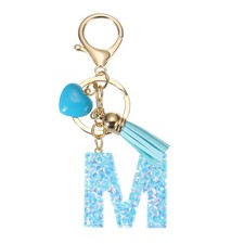 Alphabet Initial Letter Keychain, Resin Cute Keychains with Tassel Heart Lett...