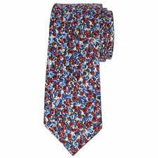 BAR III Mens Slim Tie Burgundy Blue Dandy Floral 100 Cotton 2.5 Skinny Necktie