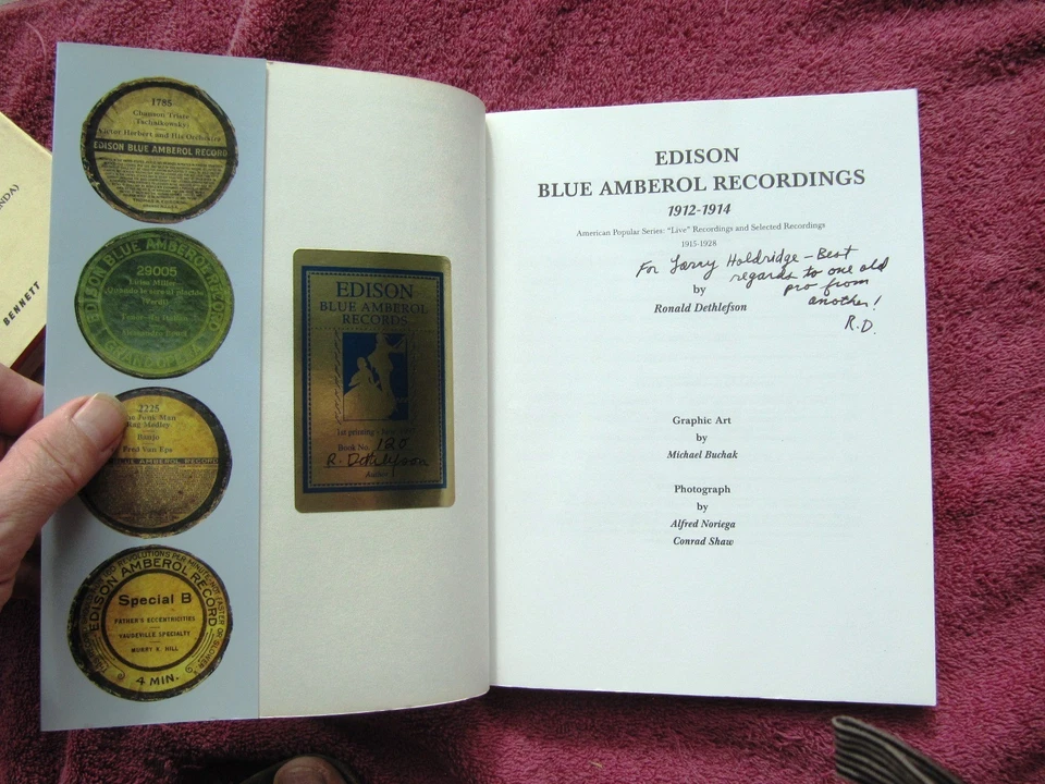 SIGNED Ronald Dethlefson EDISON BLUE AMBEROL RECORDINGS Cylinder Slips 1912-1914 - Image 2 of 4