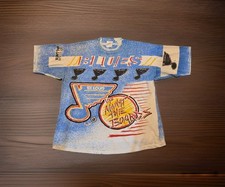 VINTAGE 1991 St. Louis Blues Magic Johnson T's All Over Print Hockey T-Shirt XL