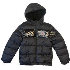 Jordan Black Bold Striped Puffer Jacket Kids Large 12-13YRS