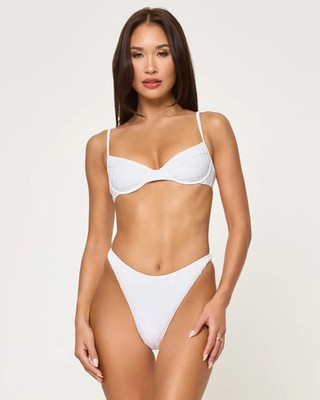 NWT L*SPACE Missy Top + Leilani Bottom | Eyelet White Bikini Swimwear Set Medium