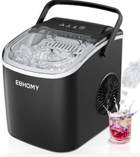 Countertop Ice Maker with Handle, 26lbs/24H Portable Ice Machine, 9 Bullet Ice