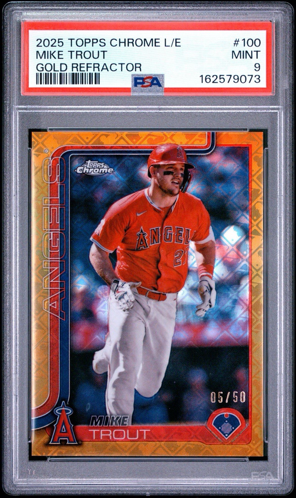 2025 TOPPS CHROME LOGOFRACTOR EDITION Gold REFRACTOR MIKE TROUT /50 PSA 9
