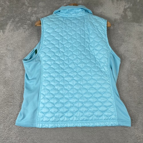 LL Bean Quilted Vest Womens Large Blue Thinsulate Fleece Side Panels Full Zip - Bild 7 von 10