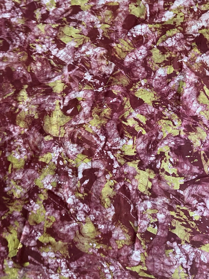 Batik Cotton Fabric Maroon Gold Print 4 yards x 39” - Image 2 of 4
