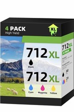 712 712XL Ink Cartridges 4-Pack High Yield for HP DesignJet T650 T630 T230 T210