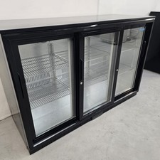 Bottle Fridge Triple 3 Door Sliding Doors 330L Commercial Chilled Bar Pub Pol...
