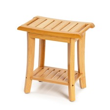 Unibambou Bamboo Shower Bench Inside Shower Stool with Storage Shelf, Spa Bat...